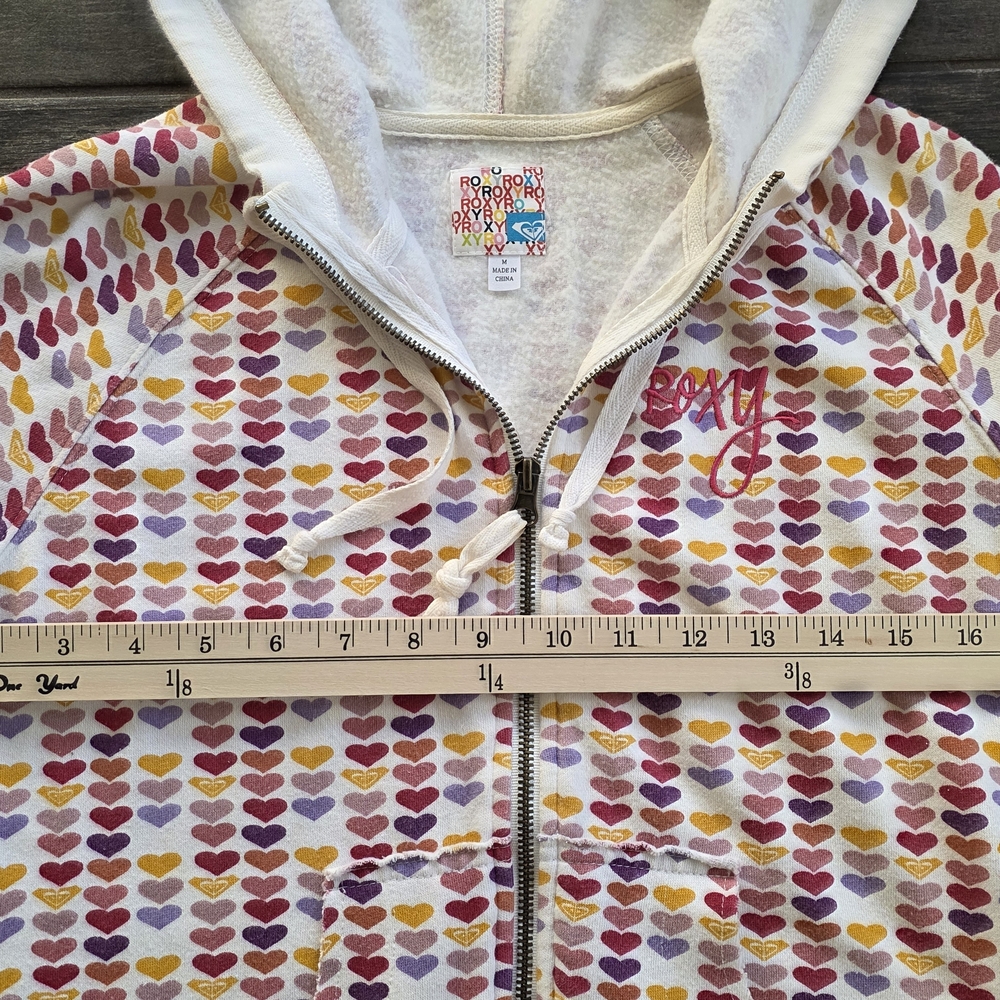 Roxy Multicolor Heart Zip Up Jacket Medium - image 5